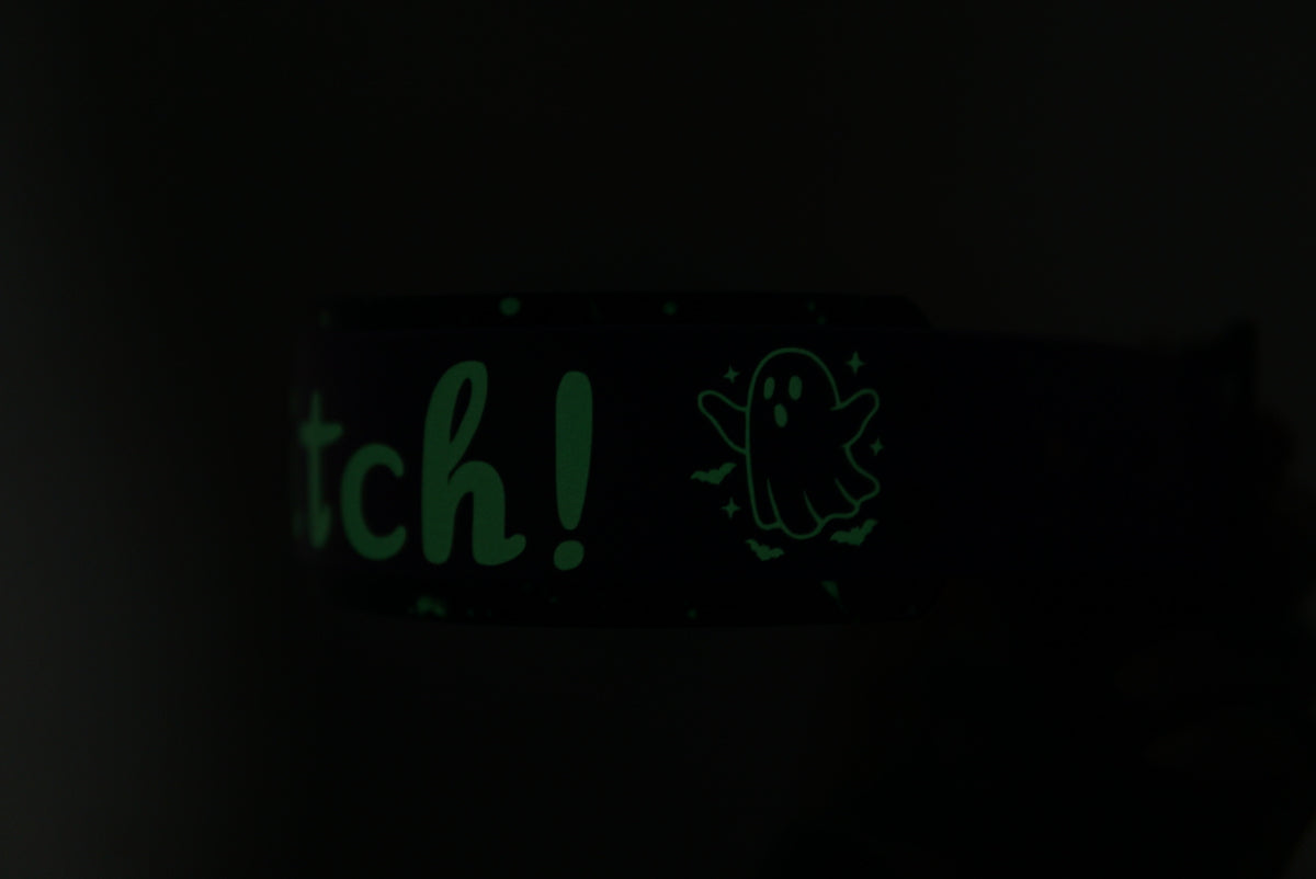 Pre-made halloween collar glow in the dark 2” size M 35-45 cm / 13.5-17.5 inch