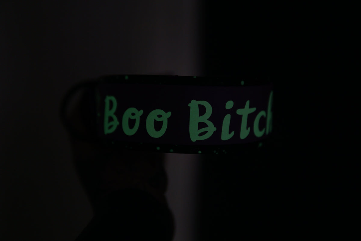Pre-made halloween collar glow in the dark 2” size M 35-45 cm / 13.5-17.5 inch