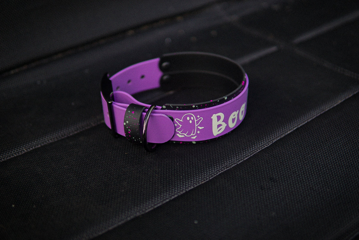 Pre-made halloween collar glow in the dark 2” size M 35-45 cm / 13.5-17.5 inch