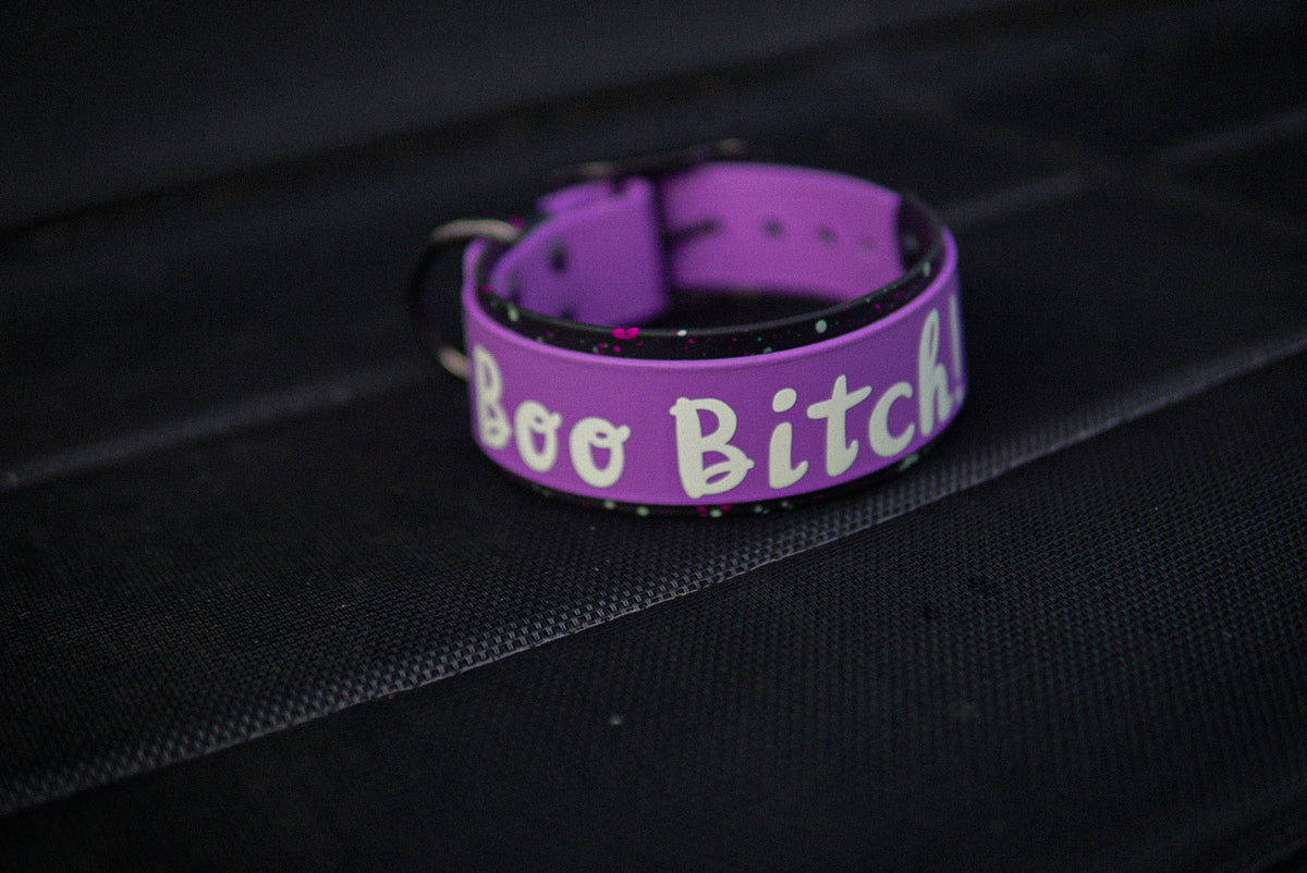 Pre-made halloween collar glow in the dark 2” size M 35-45 cm / 13.5-17.5 inch