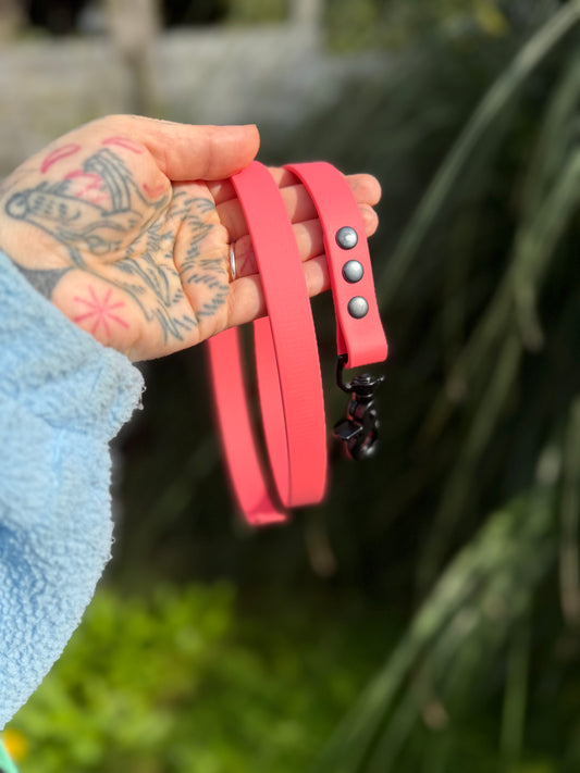 Pre-made short training leash coral 1 m/3.3 foot
