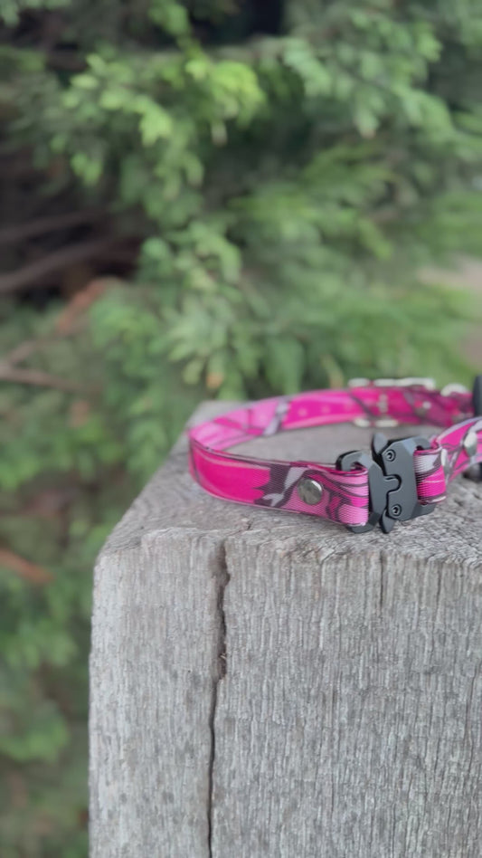 Premade Pink camo 20 mm E-collar strap fits 16-25”/40-65 cm