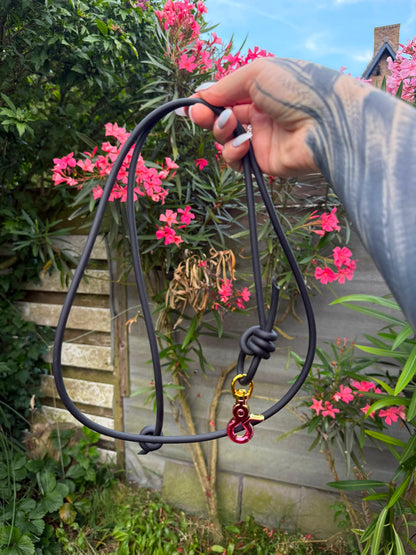 Pre-made black training leash pink clip 1,50 m - 4,9 feet