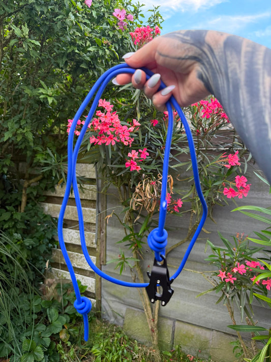 Pre-made dark blue training leash frog clip 1,65 m - 5,4 feet