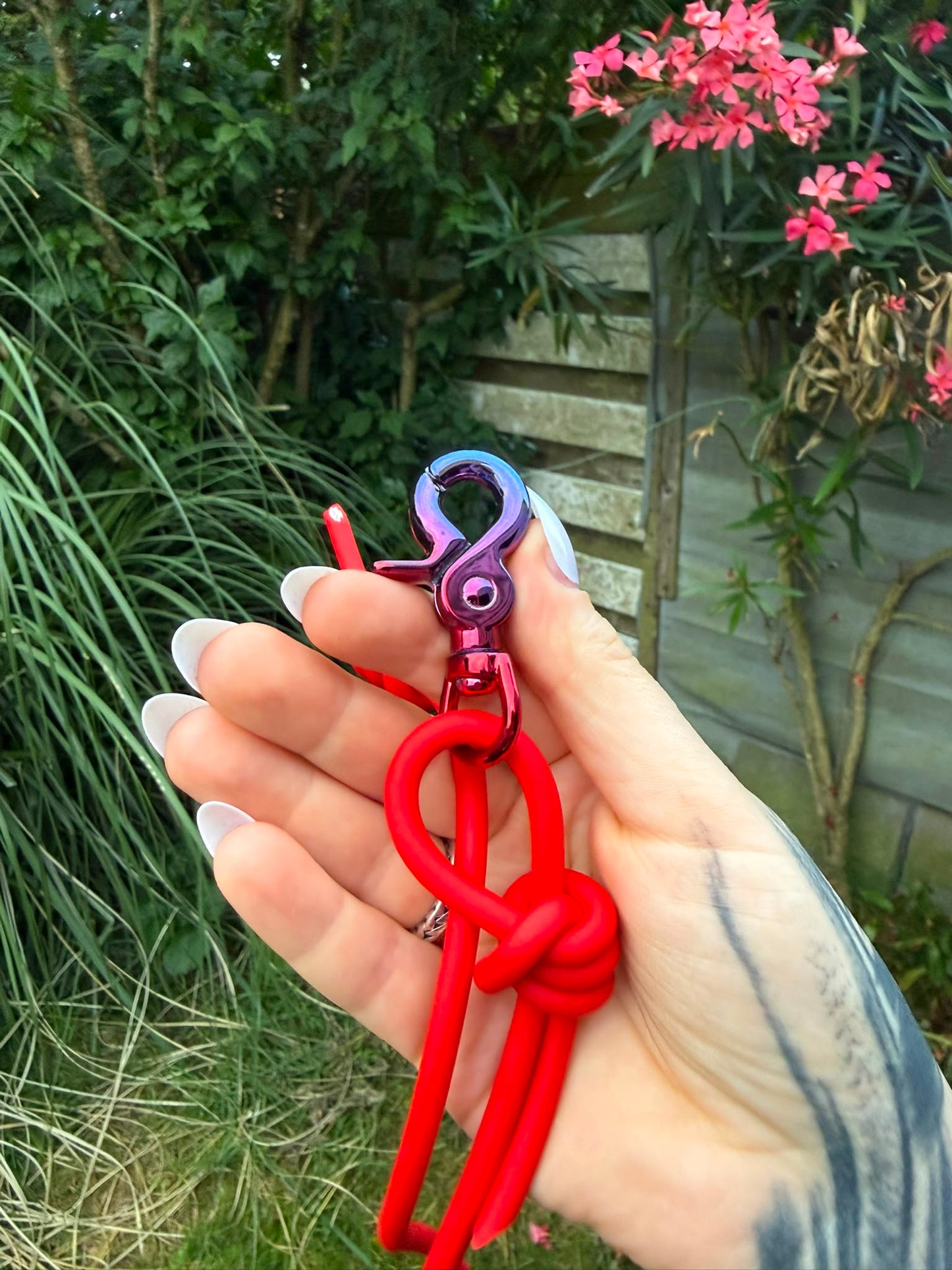 Pre-made red training leash blue clip 1,70 m - 5,5 feet