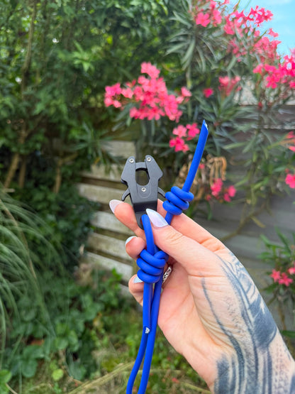 Pre-made dark blue training leash frog clip 1,65 m - 5,4 feet